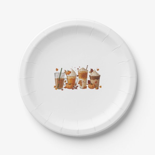 Plato De Papel Calabaza para café otoño (Anverso)