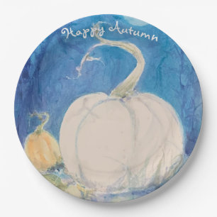 Plato De Papel Calabaza Parche de la Vid de Otoño Maureen Girard