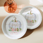 Plato De Papel Calabaza pequeña de oro rosa Rubor<br><div class="desc">Portapapel de calabaza de oro rosa Rubor. "Una calabaza dulce en el camino" decoración fiesta de la ducha de bebé." Elementos coincidentes disponibles.</div>