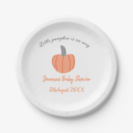 Plato De Papel Calabaza pequeña en camino ducha de bebé gris nara