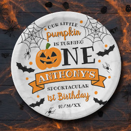 Plato De Papel Calabaza pequeña se vuelve un primer cumpleaños de