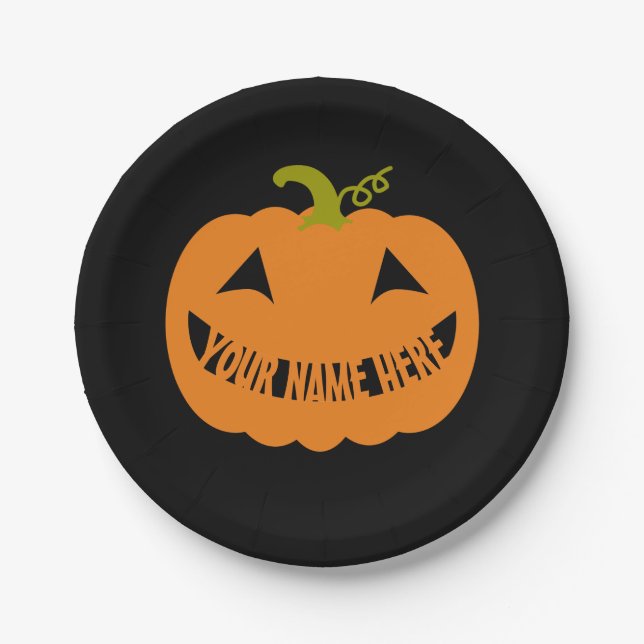 Plato De Papel Calabaza personalizada de Halloween (Anverso)