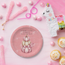 Plato De Papel Calabaza rosa Bebé Chica Ducha