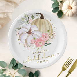 Plato De Papel Calabaza rosa Floral Caída Ducha de Novias