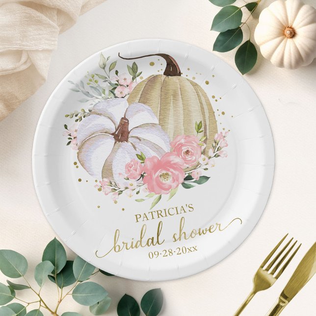 Plato De Papel Calabaza rosa Floral Caída Ducha de Novias (Subido por el creador)