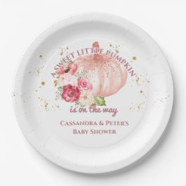Plato De Papel Calabaza rosa Floral Oro rosa Beber ducha