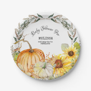 Plato De Papel Calabaza rusa moderna deja Baby Shower girasol