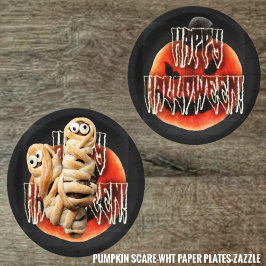 Plato De Papel Calabaza Scare-Wht