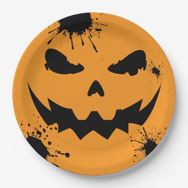 Plato De Papel Calabaza Tatuada (Anverso)