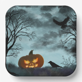 Plato De Papel Calabaza y calabaza de Halloween