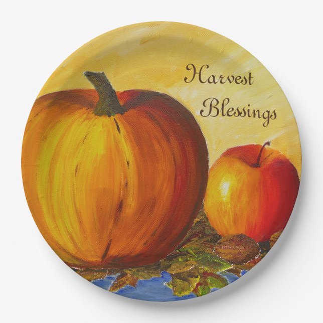 Plato De Papel Calabaza y nueces (Anverso)