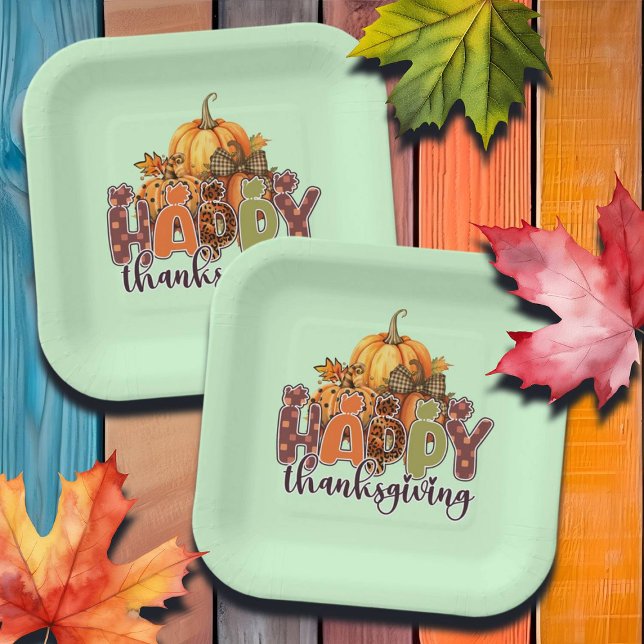 Plato De Papel Calabazas de Acción de Gracias (Subido por el creador)