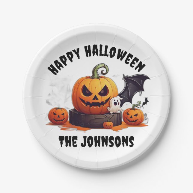 Plato De Papel Calabazas de fantasía cuscas murmuran fantasma Fel (Anverso)