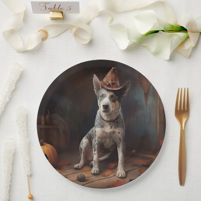 Plato De Papel Calabazas de ganado australiano asustan a Hallowee (Boda)