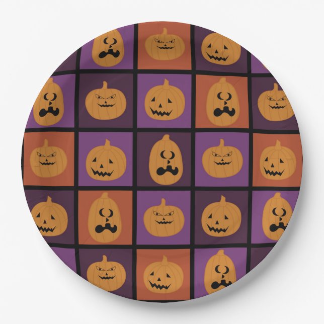 Plato De Papel Calabazas de Halloween (Anverso)