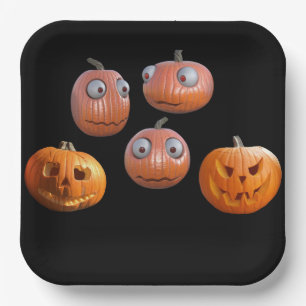 Plato De Papel Calabazas de Halloween.