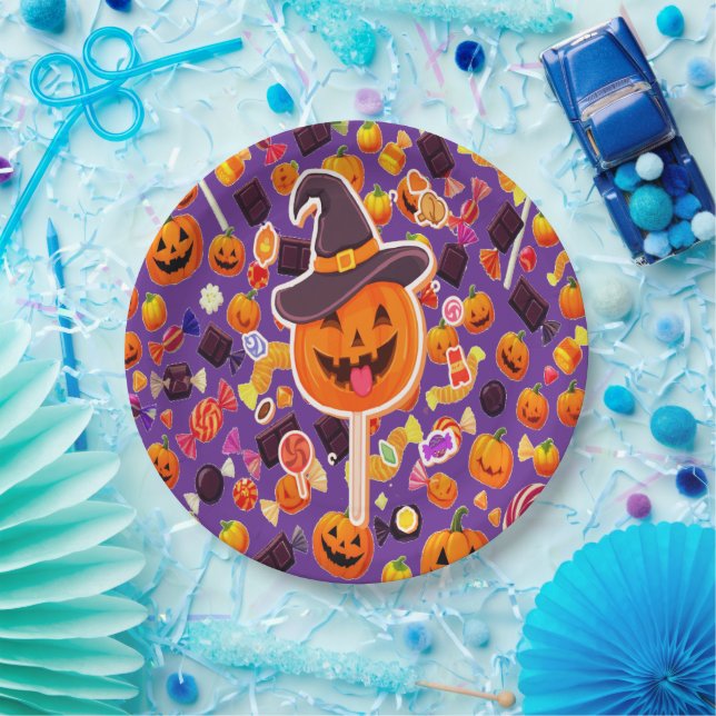 Plato De Papel Calabazas de Halloween (Fiesta)
