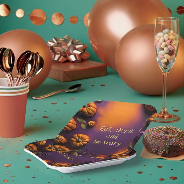 Plato De Papel Calabazas de Halloween (Multi)