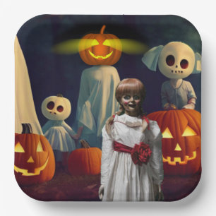 Plato De Papel Calabazas de Halloween.
