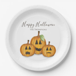 Plato De Papel Calabazas de Halloween Cubiertas Jack O'lanterns