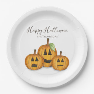 Plato De Papel Calabazas de Halloween Cubiertas Jack O'lanterns