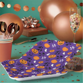Plato De Papel Calabazas de Halloween fantasmas murciélagos diver