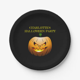 Plato De Papel Calabazas de Halloween por la Noche