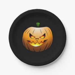 Plato De Papel Calabazas de Halloween por la Noche