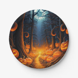 Plato De Papel Calabazas de Jack o Lantern en Halloween