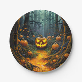 Plato De Papel Calabazas de Jack o Lantern en Halloween