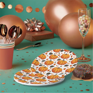 Plato De Papel Calabazas de Otoño