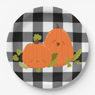 Plato De Papel Calabazas Feliz Día de Acción de Gracias en Cuadro