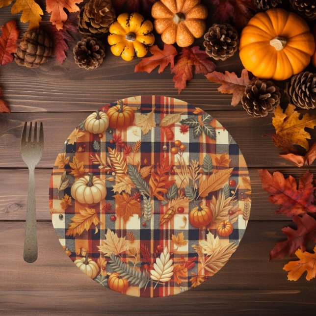 Plato De Papel Calabazas hojas de arce de arce de otoño águilas d (Subido por el creador)