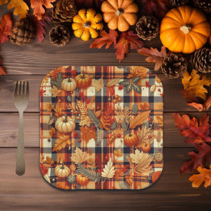 Plato De Papel Calabazas hojas de arce de arce de otoño águilas d