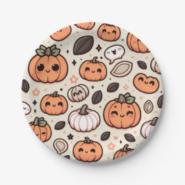 Plato De Papel Calabazas Lindas y Semillas de Calabaza Fiesta de 