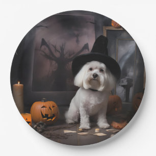Plato De Papel Calabazas Maltesas Halloween de Terror
