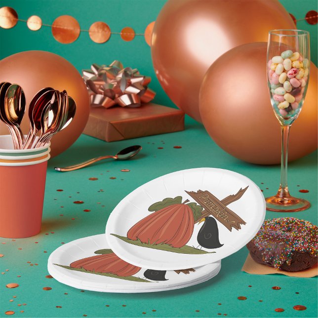 Plato De Papel Calabazas Y Aves Negra (Subido por el creador)