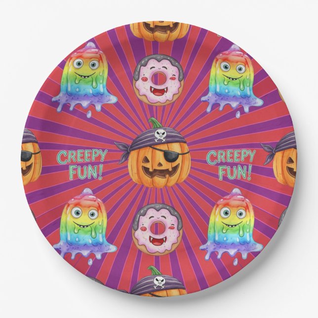 Plato De Papel Calabazas y fantasmas, de Natasha Us (Anverso)