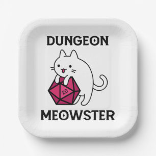 Plato De Papel Calabozo Meowster Gato Divertido