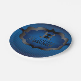 Plato De Papel Calavera azul de Halloween