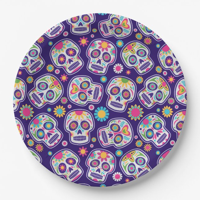 Plato De Papel Calavera de Azúcar  (Anverso)