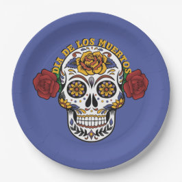 Plato De Papel Calavera de azúcar de los muertos