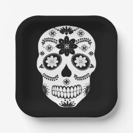Plato De Papel Calavera De Azúcar En México 2 Placas De Papel Bla
