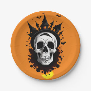 Plato De Papel Calavera de Halloween
