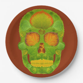 Plato De Papel Calavera de hoja de álamo 10