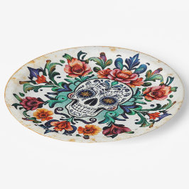 Plato De Papel 💀 🎉 Calavera Doom Bloomware Día de los Muertos