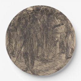 Plato De Papel Calavera en la multitud (por Albert Besnard)