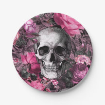 Calavera floral rosa