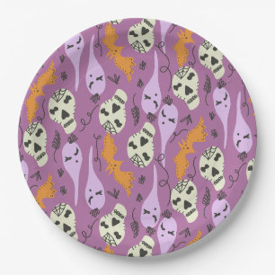 Plato De Papel Calavera Murciélago Fantasma Bonito Dibujos Hallow