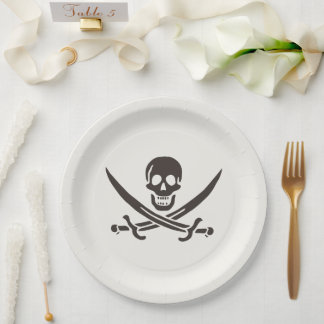 Plato De Papel Calavera obsidiana espada Bandera pirata de Calico